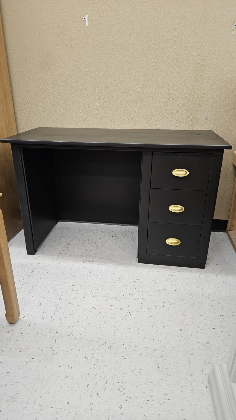 Refinished Black Vintage 3-Drawer Desk — photo 1 of 1
