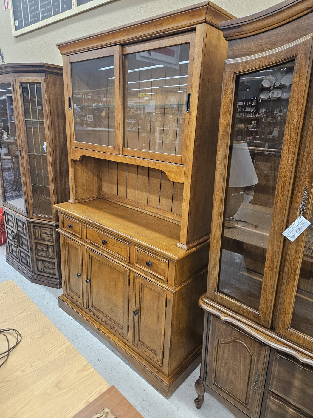 Wood Hutch Cabinet with Glass Display Doors — photo 1 of 3