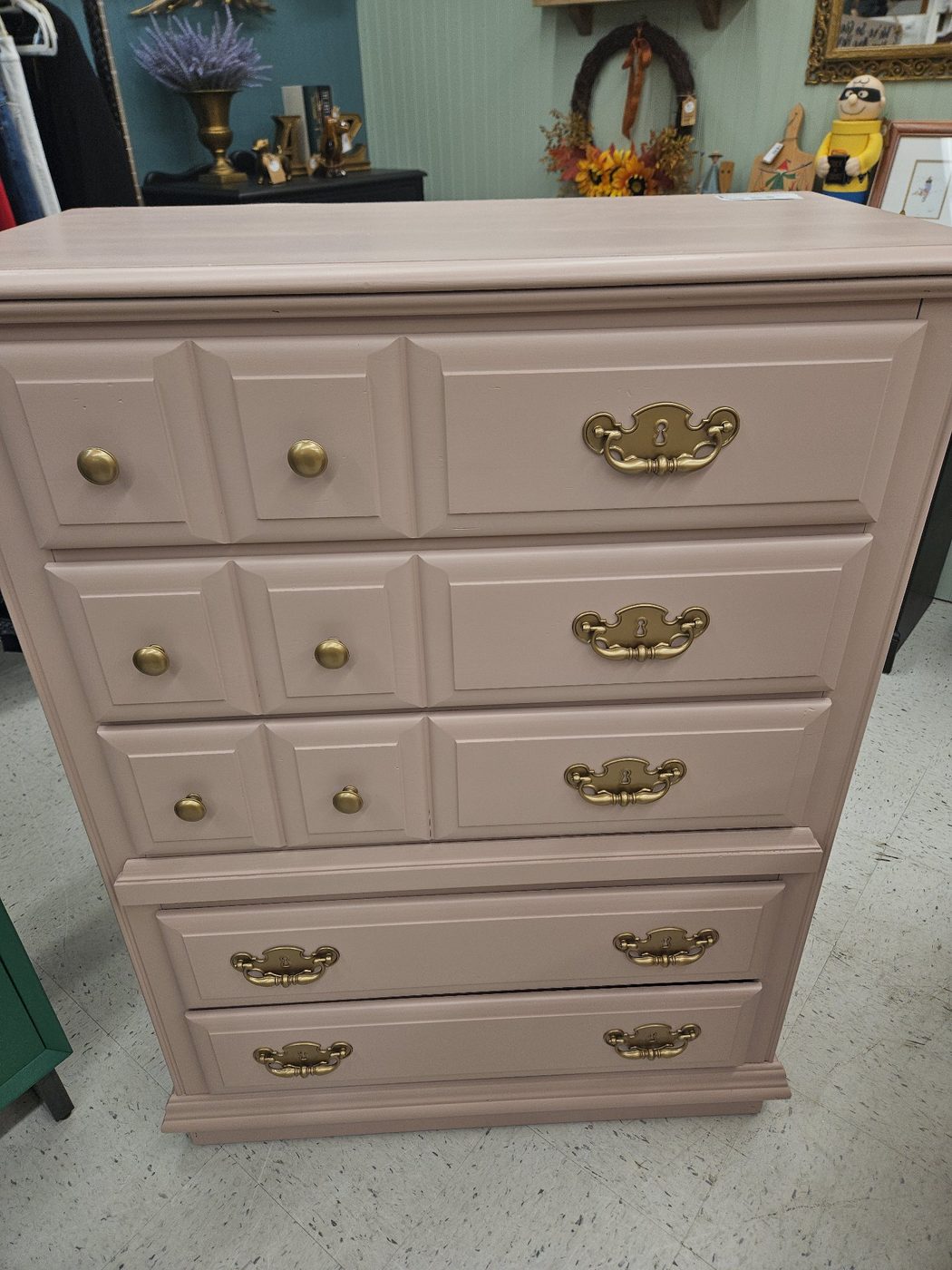 Pink Lea Furniture 5 Drawer Tallboy Dresser — photo 1 of 1