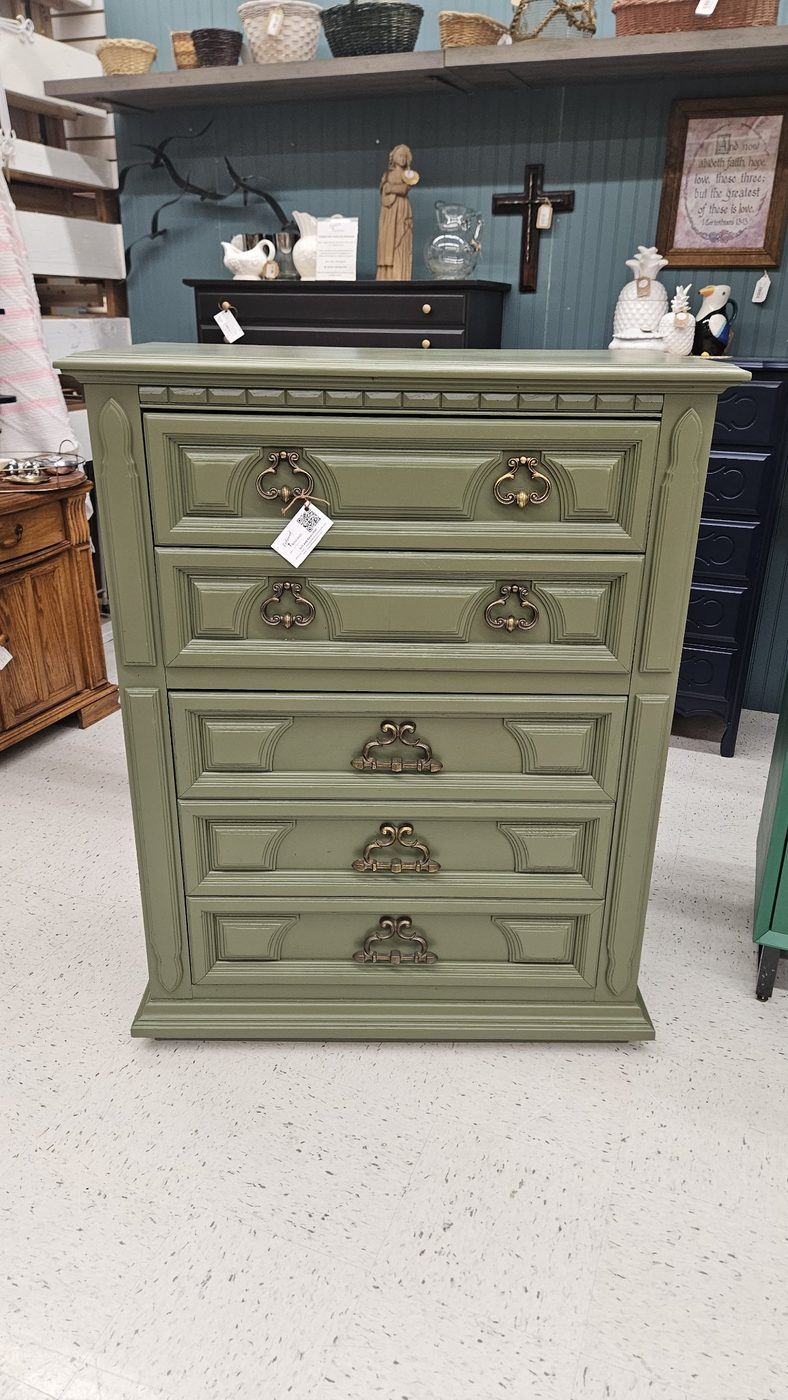 Thomasville Ornate 5-Drawer Dresser — Olive Green — photo 1 of 7