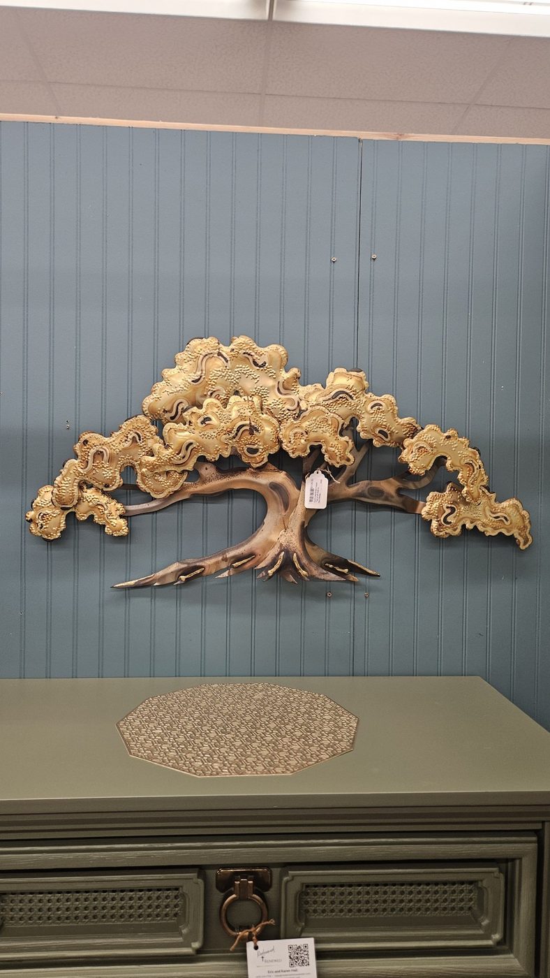 MCM Large 39" Curtis Jere Brutalist-Style Brass & Copper Tree of Life Wall Art — photo 1 of 1